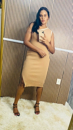 Vestido Midi Tricot Modal Premium Manga Nula - AVELÃ - loja online