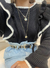 Tricot babado bicolor off white na internet