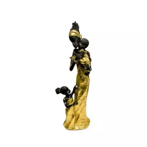 ESTATUETA MULHER AFRICANA E FILHOS