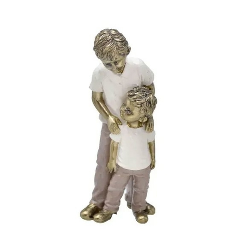 ESCULTURA DECORATIVA AMOR ENTRE IRMÃOS – RESINA 14CM