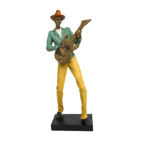 Escultura Musico Jazz Guitarra 36cm Espressione