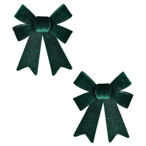 LAÇOS ARAMADO EM VELUDO 20CM VERDE - PCT COM 2 PEÇAS