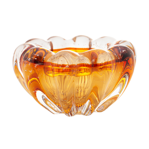 CENTRO DE MESA DECORATIVO DE VIDRO ITALY AMBAR 12,5cm x 6,5cm