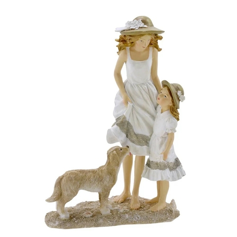 MAE COM FILHA E PET DECORATIVO