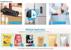 Mini sellador de Bolsas 2 en 1, Portátil Pecargable.