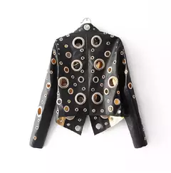 Chaqueta corta de Piel Sintética Remache Dorados