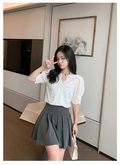 Blusa de algodón con bordado de encaje para mujer - comprar en línea