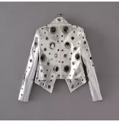 Chaqueta corta de Piel Sintética Remache Dorados