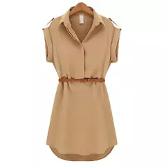 Vestido de verano de manga corta para mujer, minivestido europeo holgado de gasa