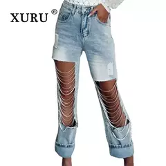 Jeans con Agujeros Europeos - comprar en línea
