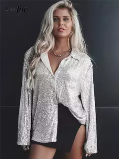 Blusa con Lentejuelas Manga Larga Noche en internet