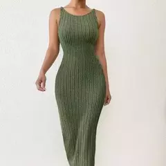 Vestido sin mangas liso con espada descubierta, sexy vestido sin mangas de punto