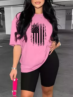 Conjunto de dos piezas con estampado de bandera de Estados Unidos para mujer - tienda en línea