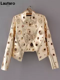 Chaqueta corta de Piel Sintética Remache Dorados - comprar en línea