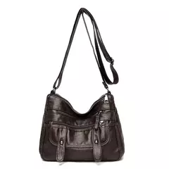 Bolso de hombro de cuero de lujo para mujer, bandolera de diseñador, a la moda, - tienda en línea