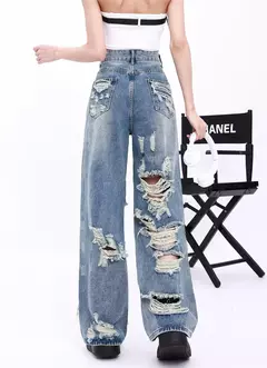 Pantalones de Pierna Ancha con Detalles Vintage - comprar en línea