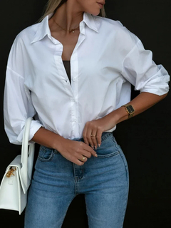 Blusa informal de manga larga con cuello en V para mujer - tienda en línea