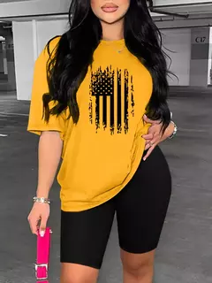Conjunto de dos piezas con estampado de bandera de Estados Unidos para mujer - TOKO Directo a tu Puerta