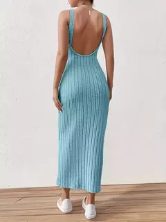 Vestido sin mangas liso con espada descubierta, sexy vestido sin mangas de punto - comprar en línea