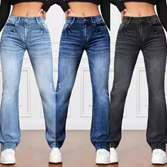 Pantalones vaqueros rectos elásticos para mujer - TOKO Directo a tu Puerta