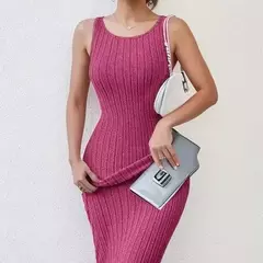 Vestido sin mangas liso con espada descubierta, sexy vestido sin mangas de punto
