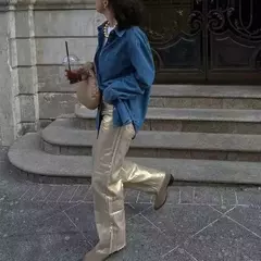Pantalones Rectos Metálico - comprar en línea