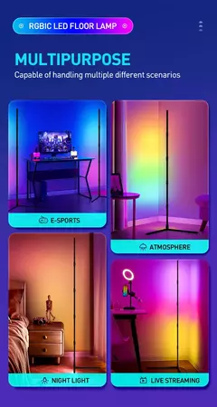 Lámpara de pie LED RGBIC de 180CM, luz de esquina moderna - comprar en línea