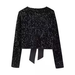 Blusa con lazo Recortado y Lentejuelas - comprar en línea