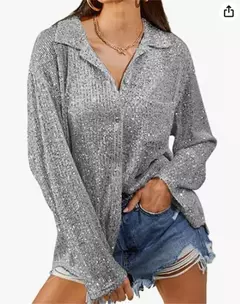 Blusa con Lentejuelas Manga Larga Noche - tienda en línea