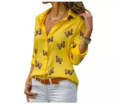 Blusa holgada de manda larga con estampado de mariposa - TOKO Directo a tu Puerta
