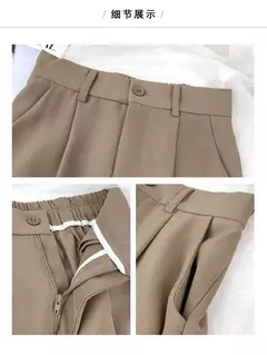 Traje negro Haren para mujer, pantalones informales de cintura alta elástica - comprar en línea