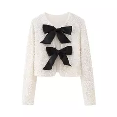 Blusa con lazo Recortado y Lentejuelas - TOKO Directo a tu Puerta
