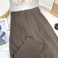 Traje negro Haren para mujer, pantalones informales de cintura alta elástica - tienda en línea