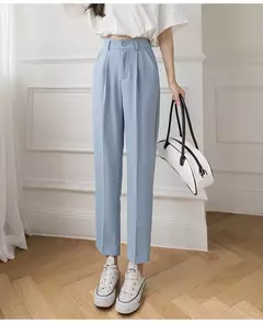 Traje negro Haren para mujer, pantalones informales de cintura alta elástica - comprar en línea