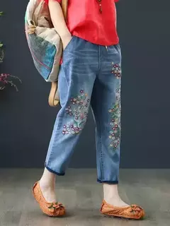 Pantalones de cintura elásticos bordados con cordones. - TOKO Directo a tu Puerta