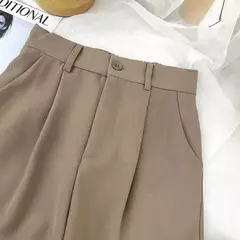 Traje negro Haren para mujer, pantalones informales de cintura alta elástica en internet