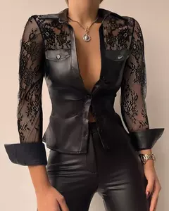 Top de Malla Transparente de Cuero - tienda en línea