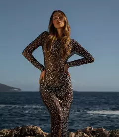 Vestido de Malla Transparente Brillos