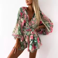 Mono de manga larga con estampado florar ideal para el verano en playa - TOKO Directo a tu Puerta