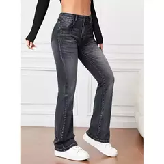 Pantalones vaqueros rectos elásticos para mujer - tienda en línea