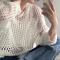 Camisa de manga larga ahuecadas para mujer