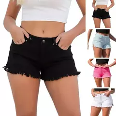 Short cortos vaqueros para mujer con bordes rasgados