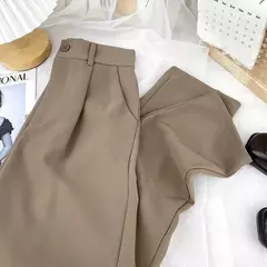 Imagen de Traje negro Haren para mujer, pantalones informales de cintura alta elástica