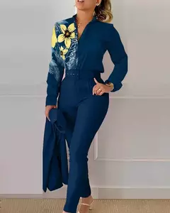 Conjunto de 2 piezas con estampado para mujer, traje informal con botones, camis - TOKO Directo a tu Puerta