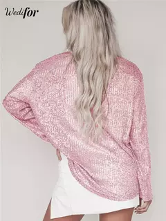 Blusa con Lentejuelas Manga Larga Noche - tienda en línea