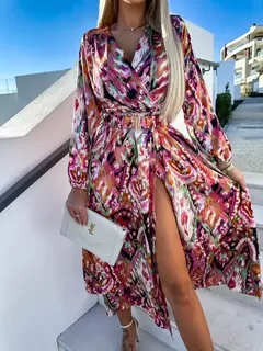 Vestido de verano con cuello V y cinturón para mujer. - TOKO Directo a tu Puerta