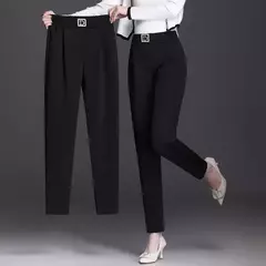 Pantalones de traje profesional de cintura alta elástica para mujer