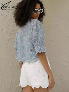 Camisa con Estampado Azul