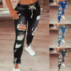 Jeans desgastados de estilo retro para mujeres
