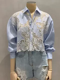 Camisa Elegante de Encaje - tienda en línea